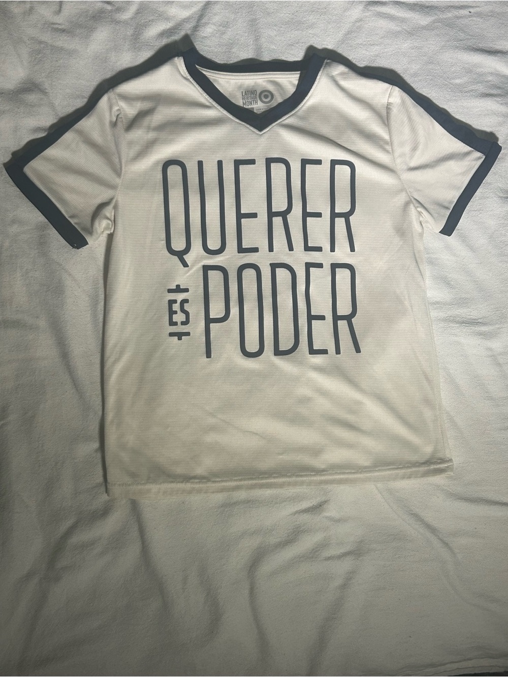 Target White Short-Sleeve V-Neck Tee with Navy Graphic